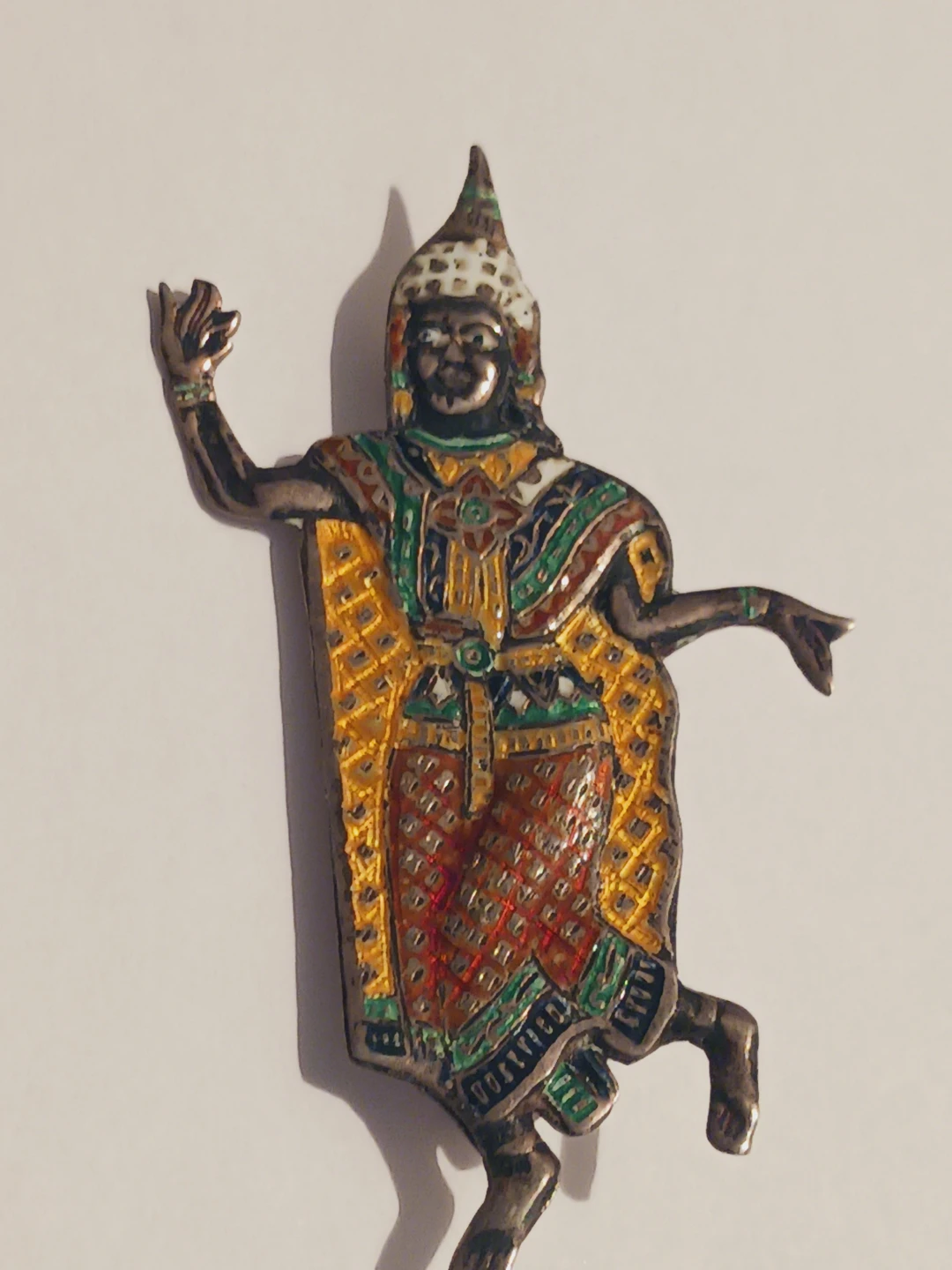 Siam NielloThai Dancer Sterling Silver 925 Stamped Brooch - photo 3