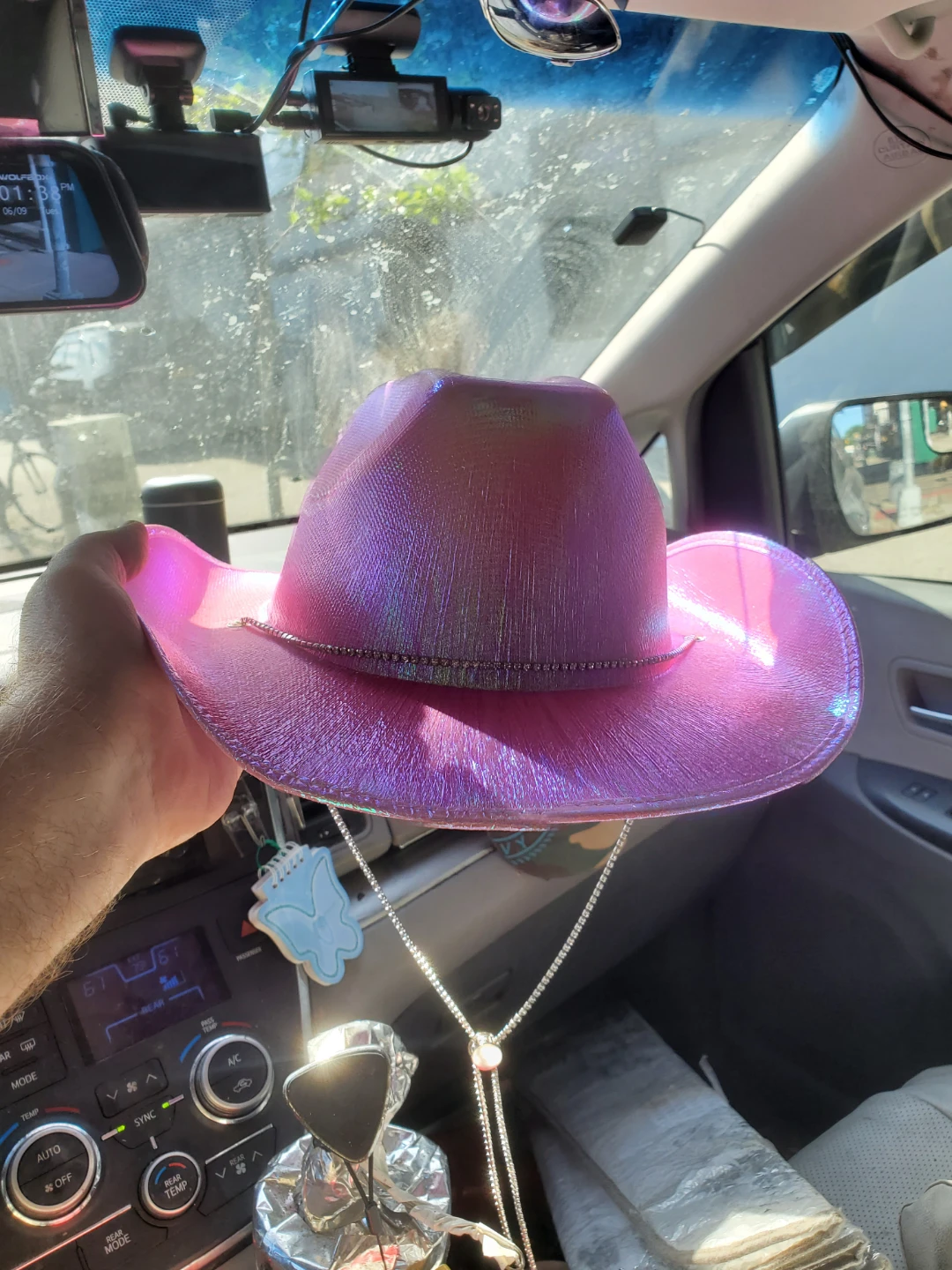Pink Iridescent Cowboy Hat with Chain - photo 2