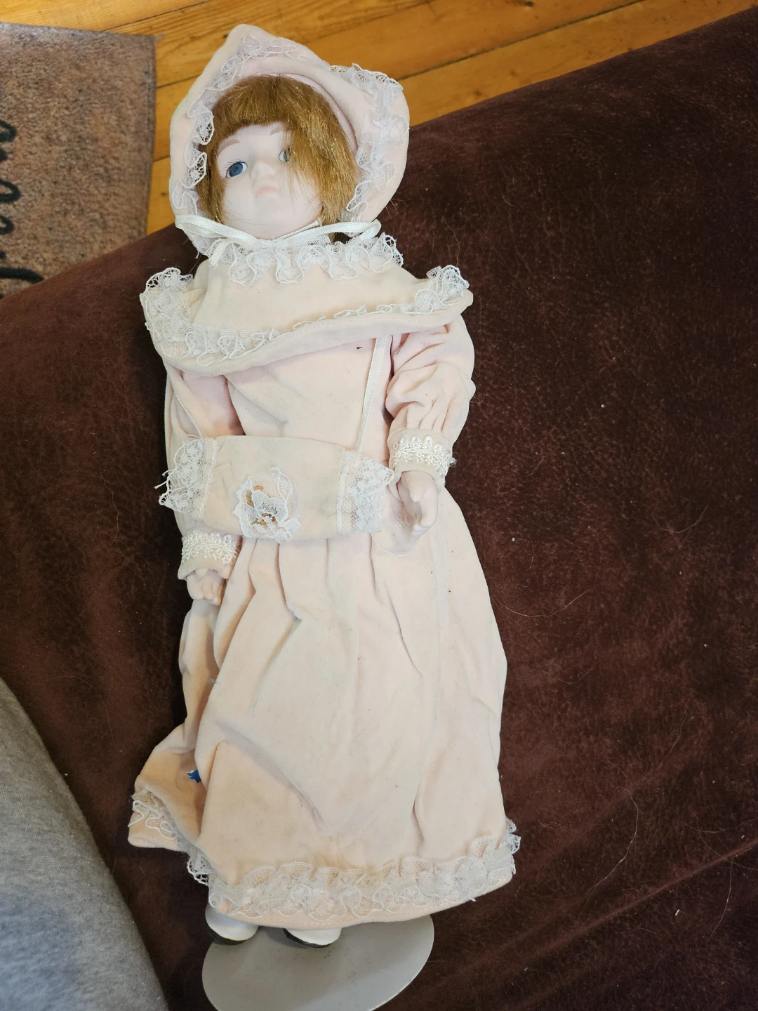 Vintage Porcelain Doll in Pink Dress