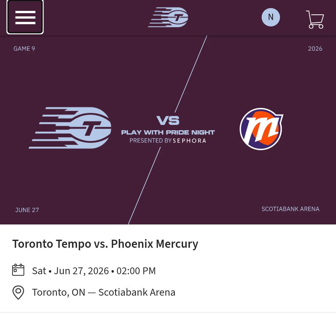 Toronto Tempo vs. Phoenix Mercury Game 4 Tickets - June 27, 2026