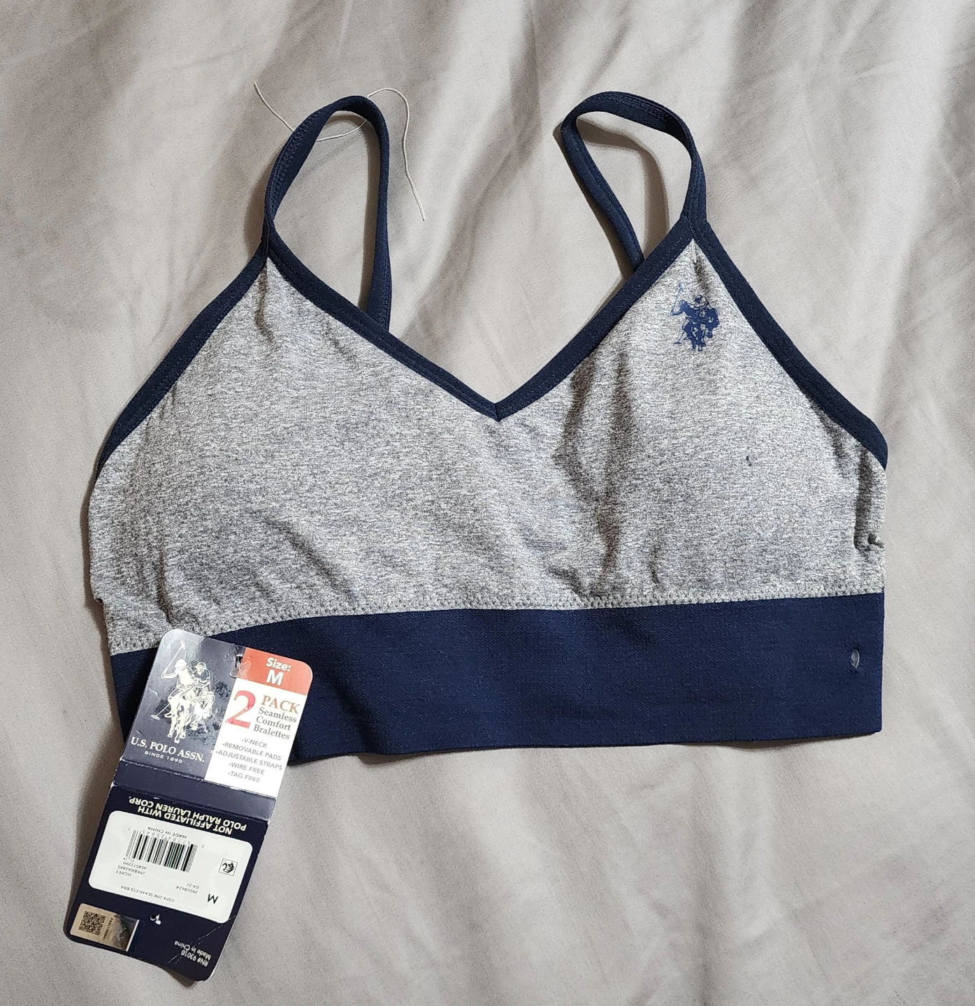 U.S. Polo Assn. Women's Sports Bra - Gray, Size M