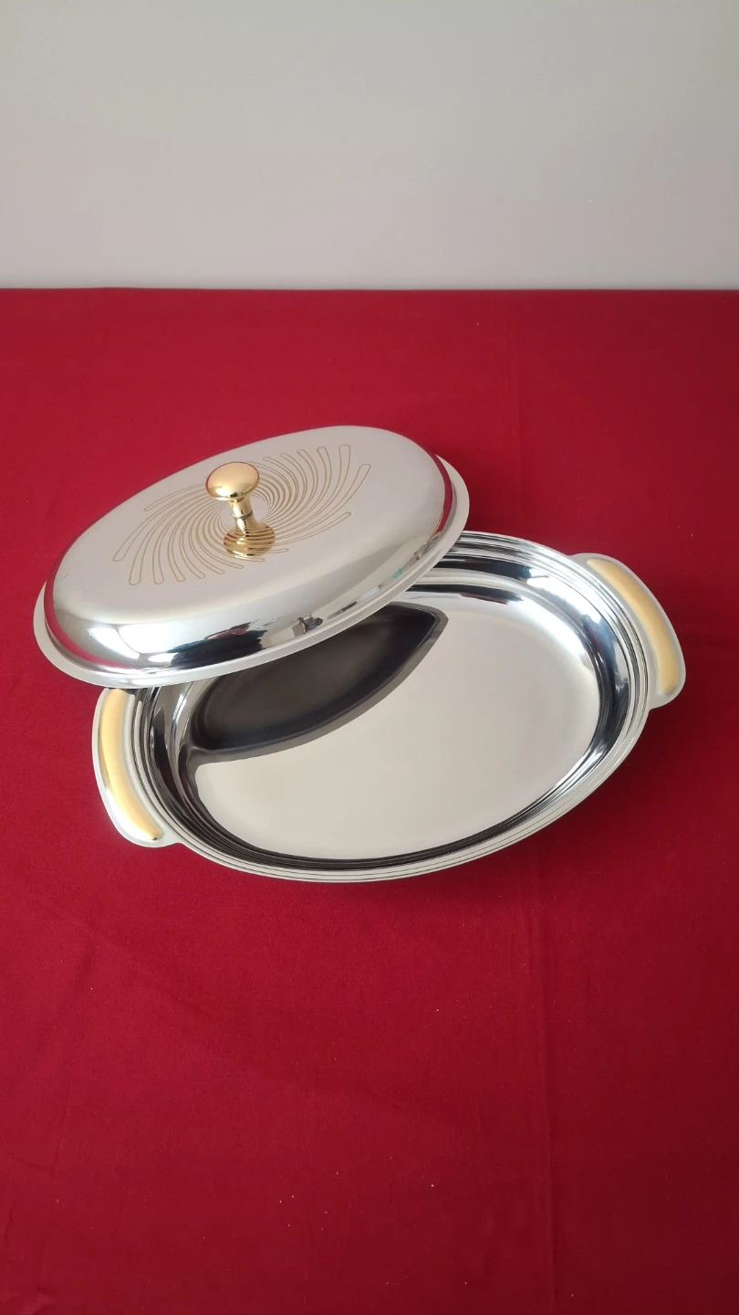 Oval Stainless Steel Serving Dish with Lid