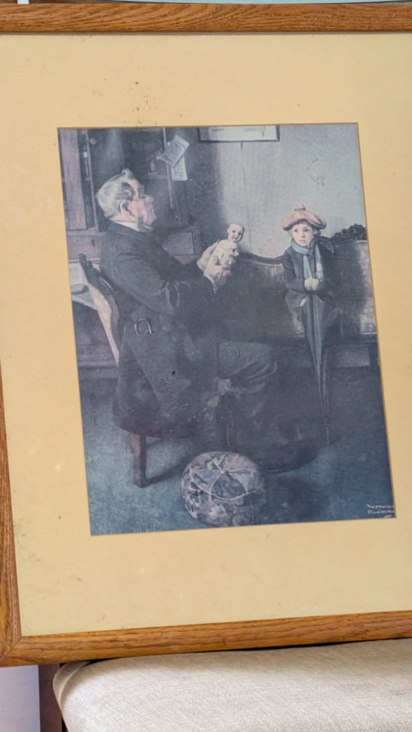 Framed Art Print - Grandpa and Child with Doll - photo 2