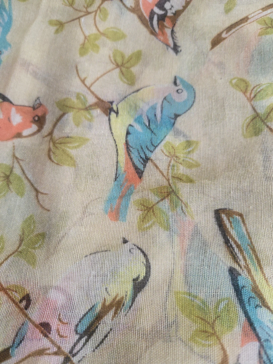 Sheer Scarf with Bird Print - photo 2