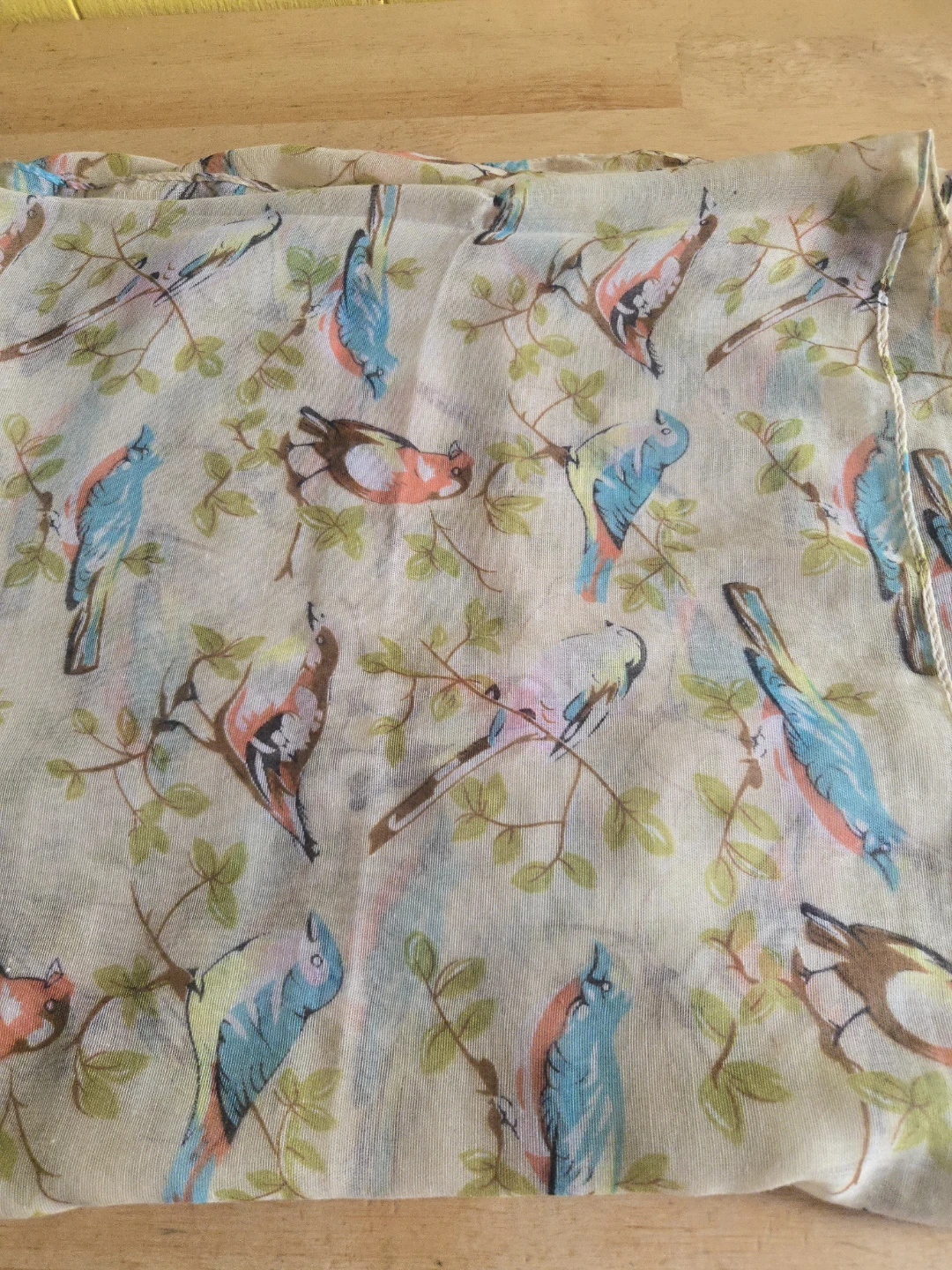 Sheer Scarf with Bird Print - photo 3