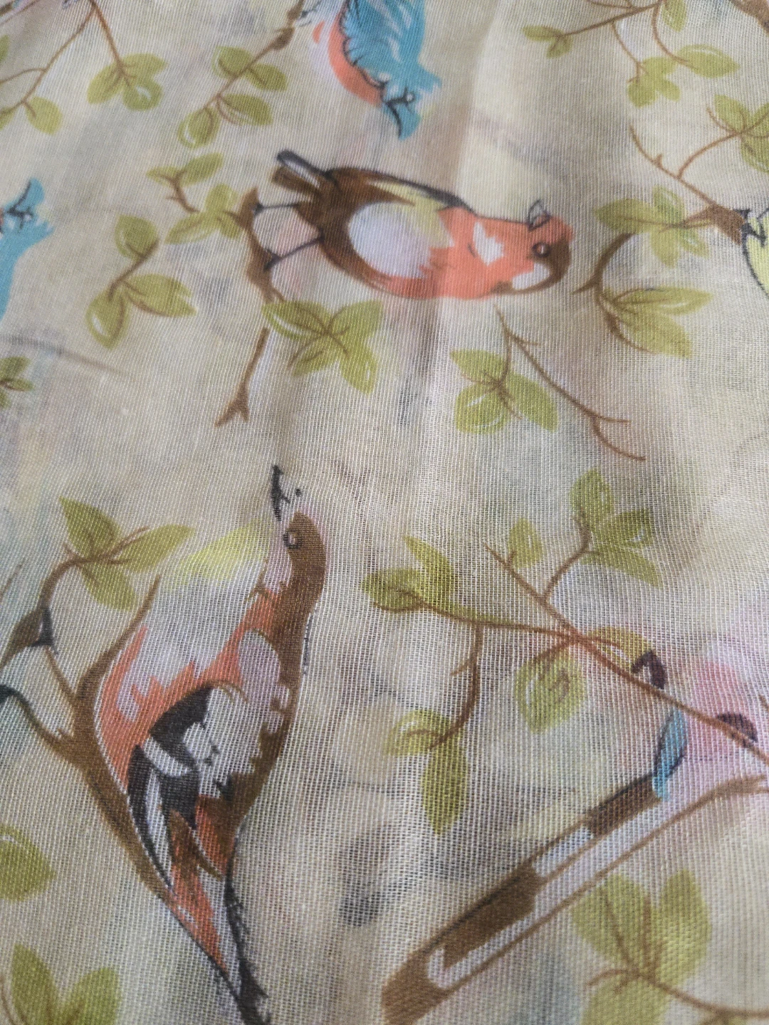 Sheer Scarf with Bird Print - photo 4