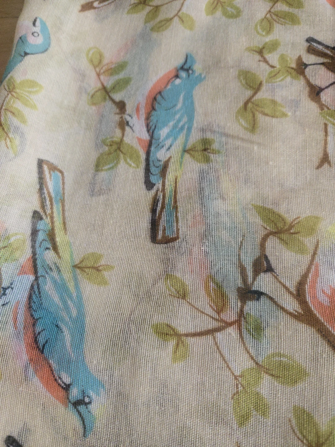 Sheer Scarf with Bird Print - photo 5