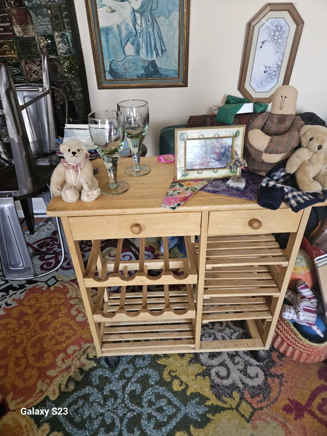 Wooden Wine Rack and Storage Shelf