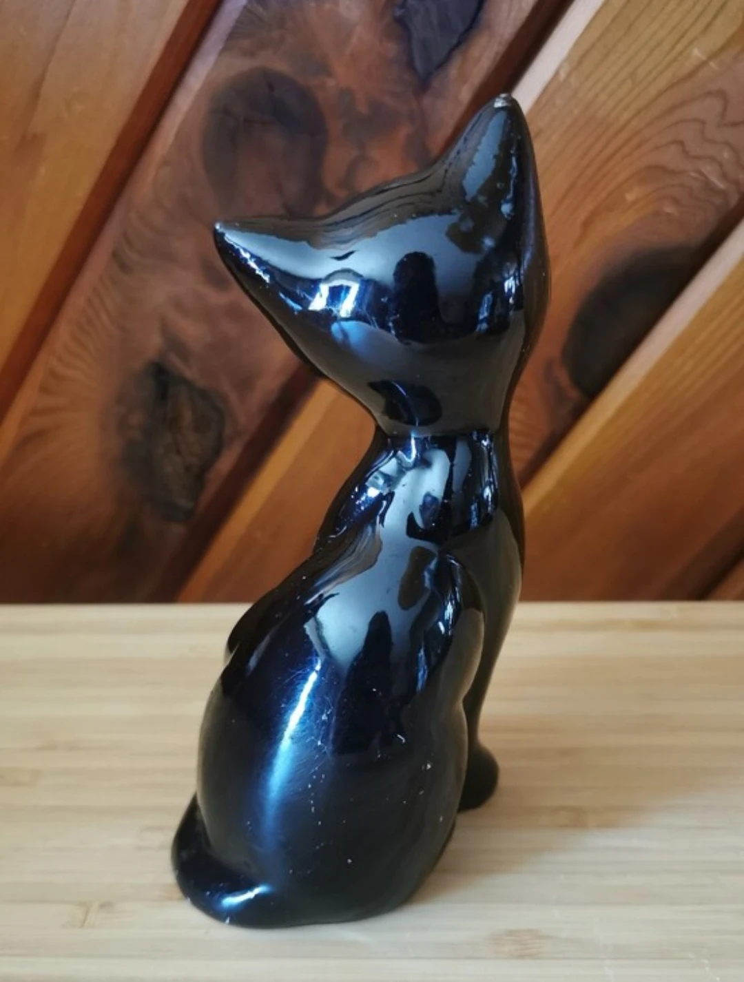 Vintage Hand Painted Black Cat Figurine Japan Mid Century - photo 3
