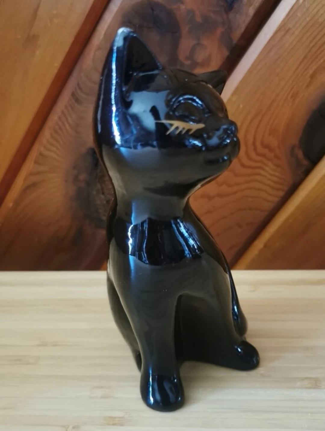 Vintage Hand Painted Black Cat Figurine Japan Mid Century - photo 5