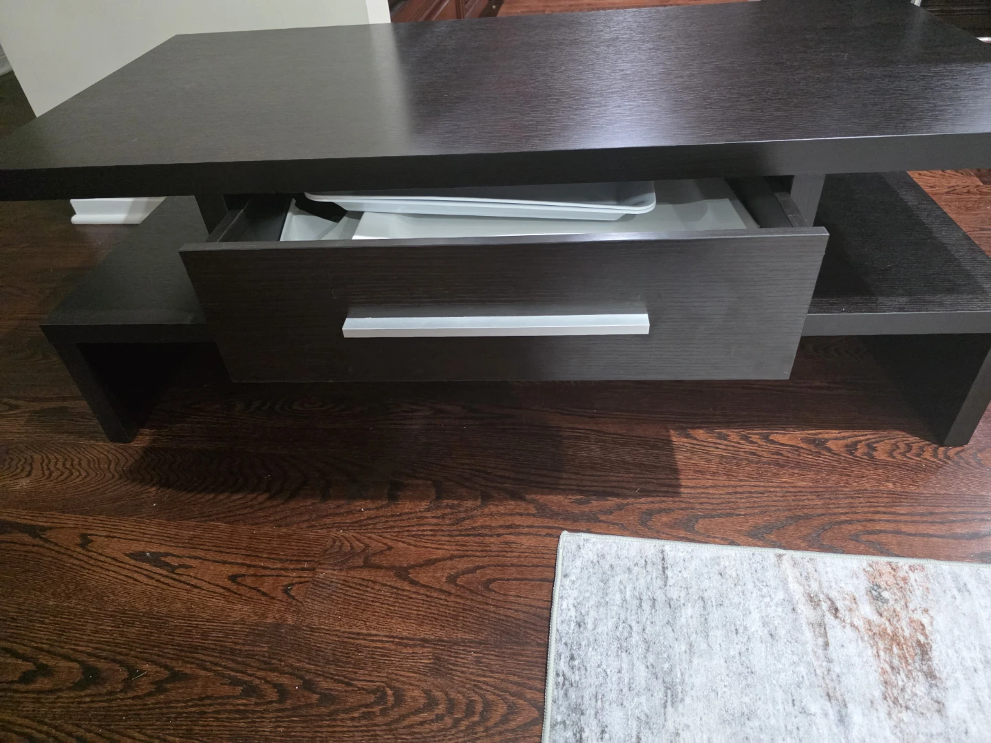 Dark Wood Coffee Table with Drawer - photo 4