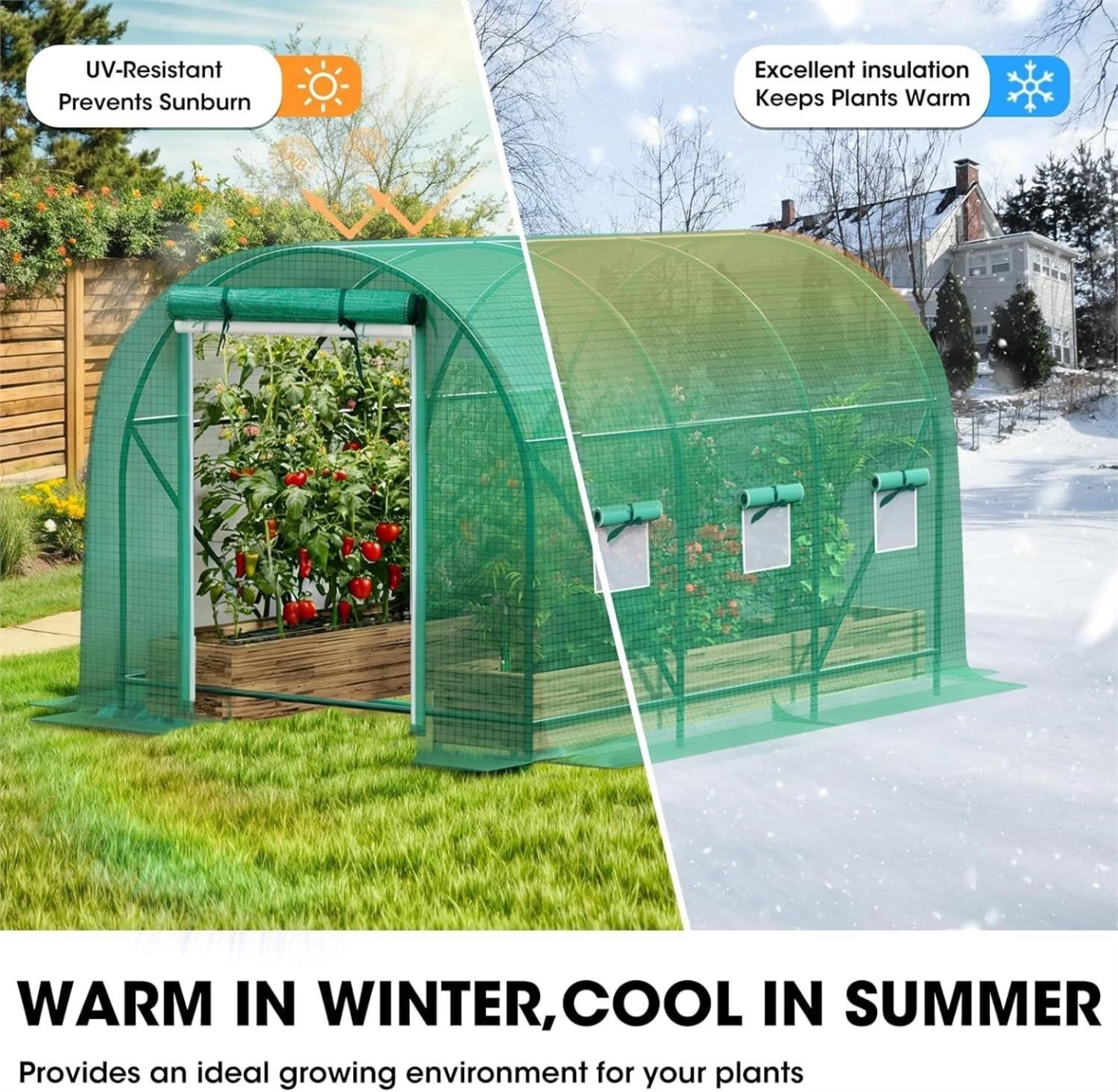Greenhouse Tunnel Tent with Roll-Up Door and Vents - photo 2