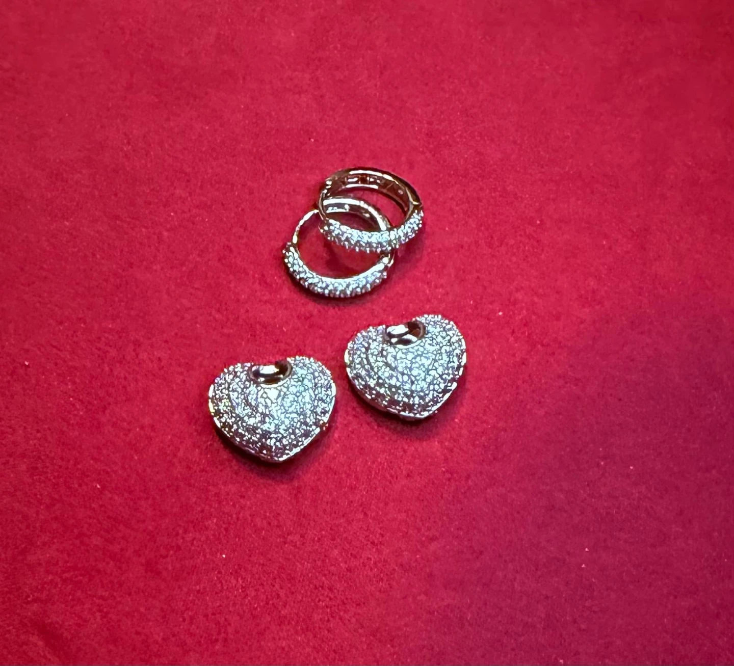 Heart Shaped Paved Rhinestone Earrings - photo 4