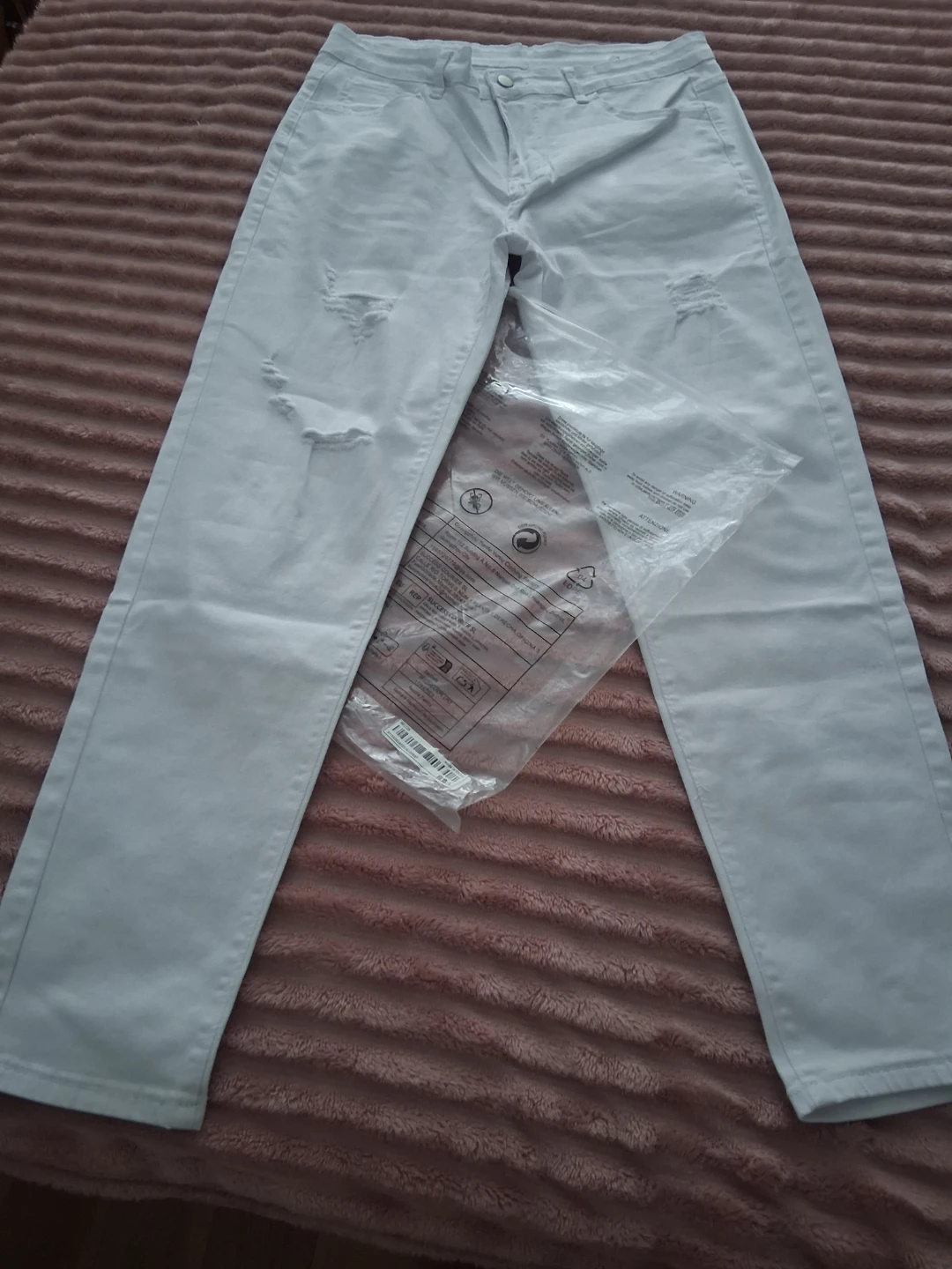 White Distressed Jeans - Size L - photo 3