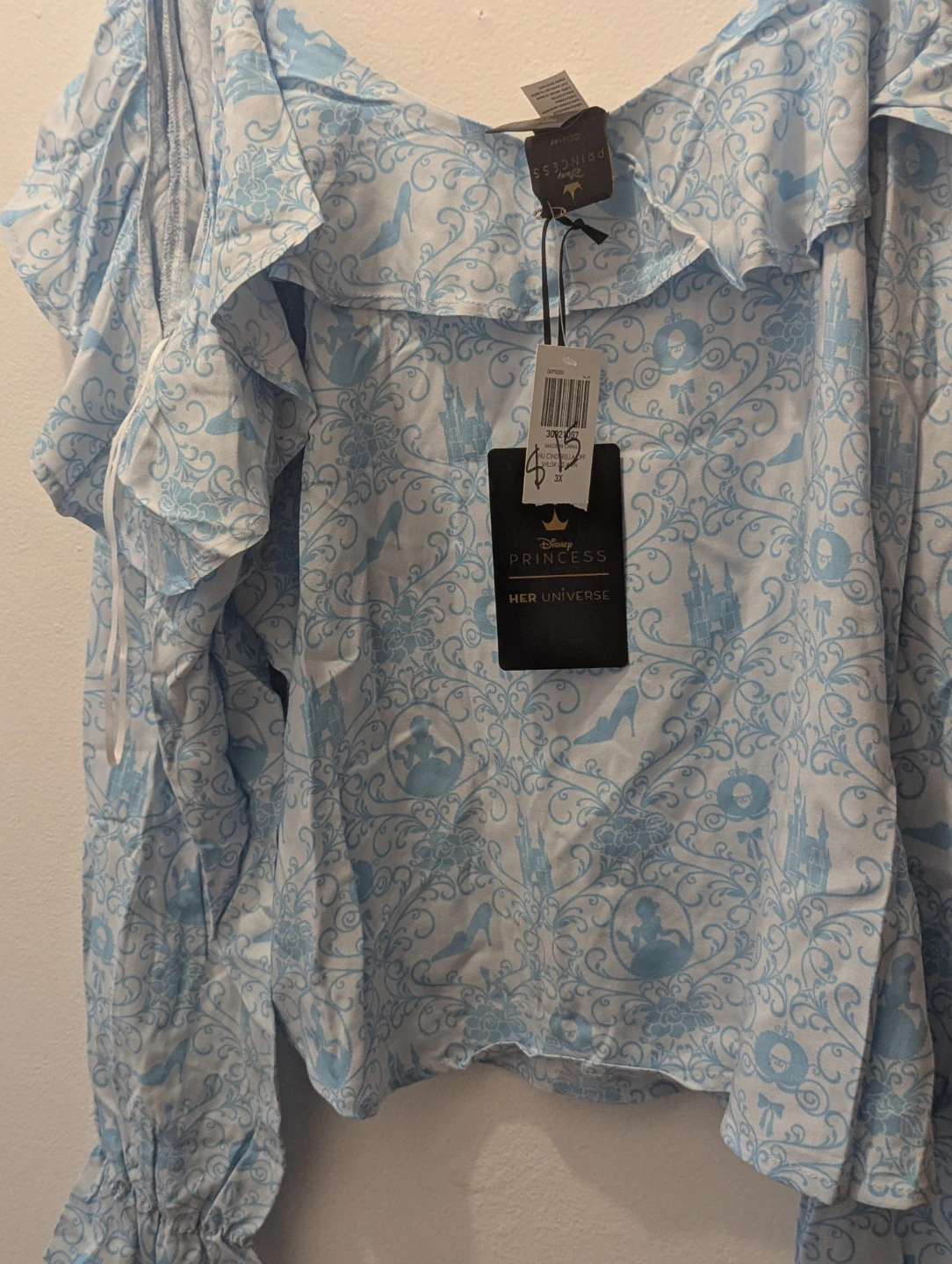 Her Universe Disney Princess Blue Floral Print Blouse Size 3X - photo 2