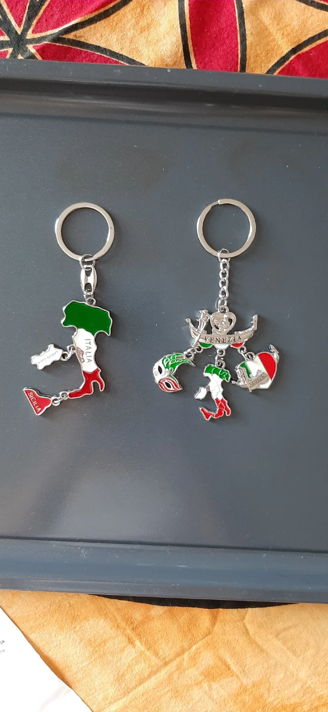 2 Italy Map Keychains with Charms