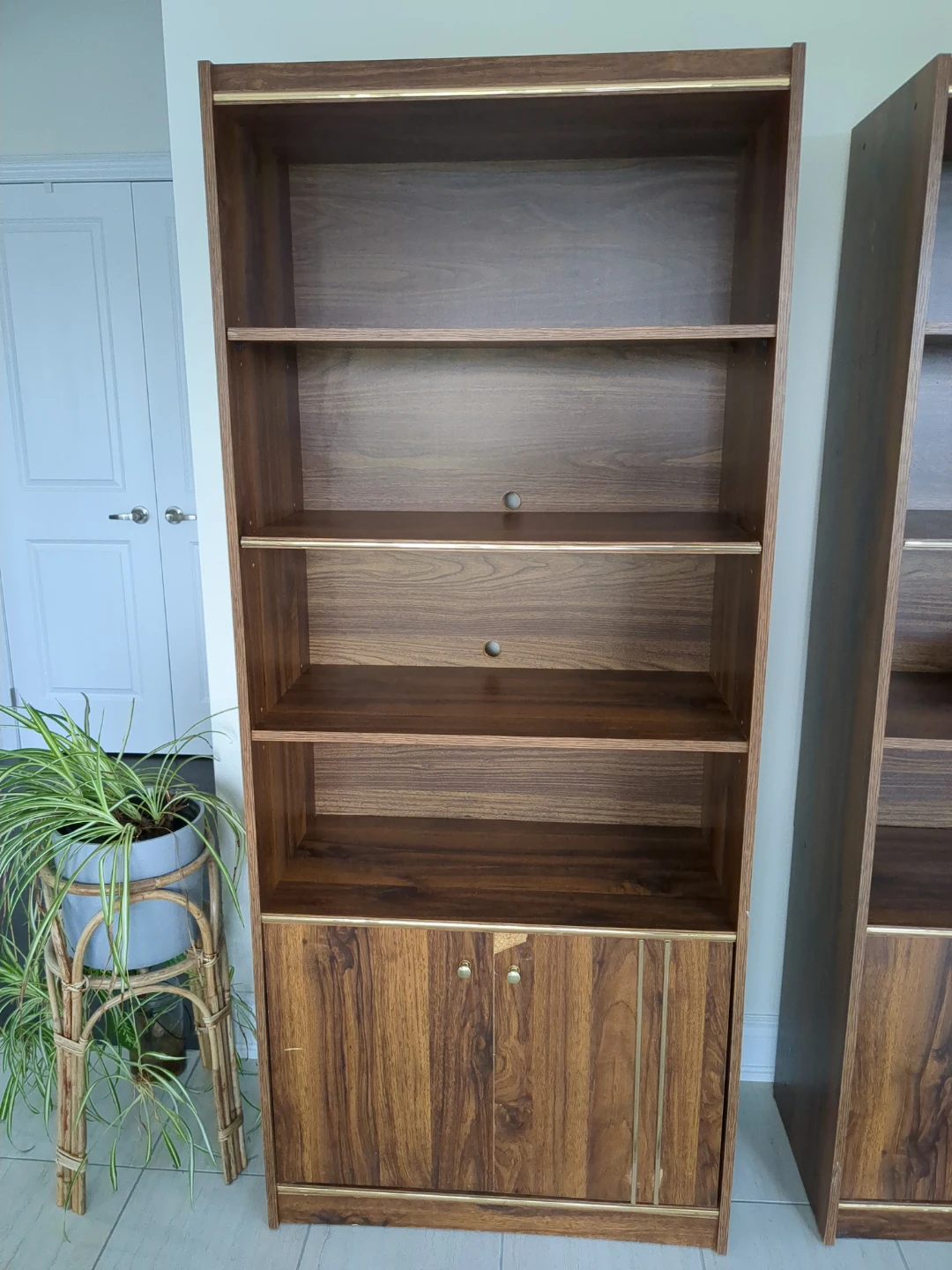 Vintage Wood Bookshelf with Cabinet