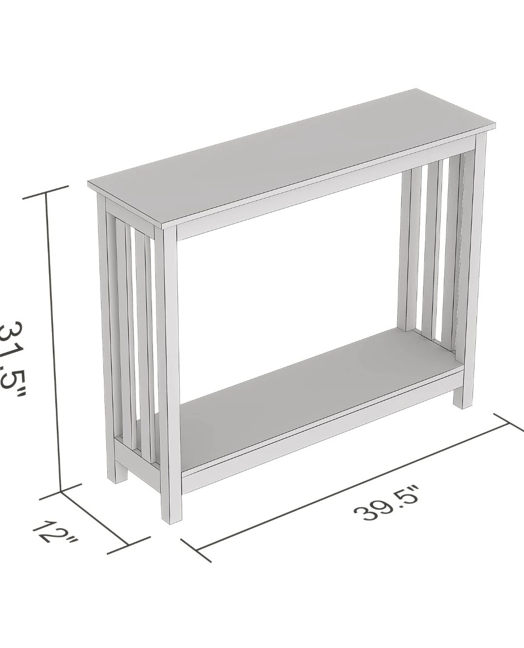 White Console Table with Shelf - photo 2