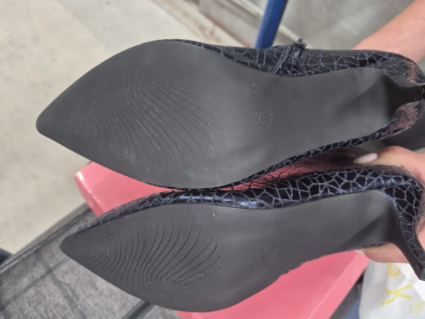 Dark Blue Faux Snake Print Heeled Booties - photo 2