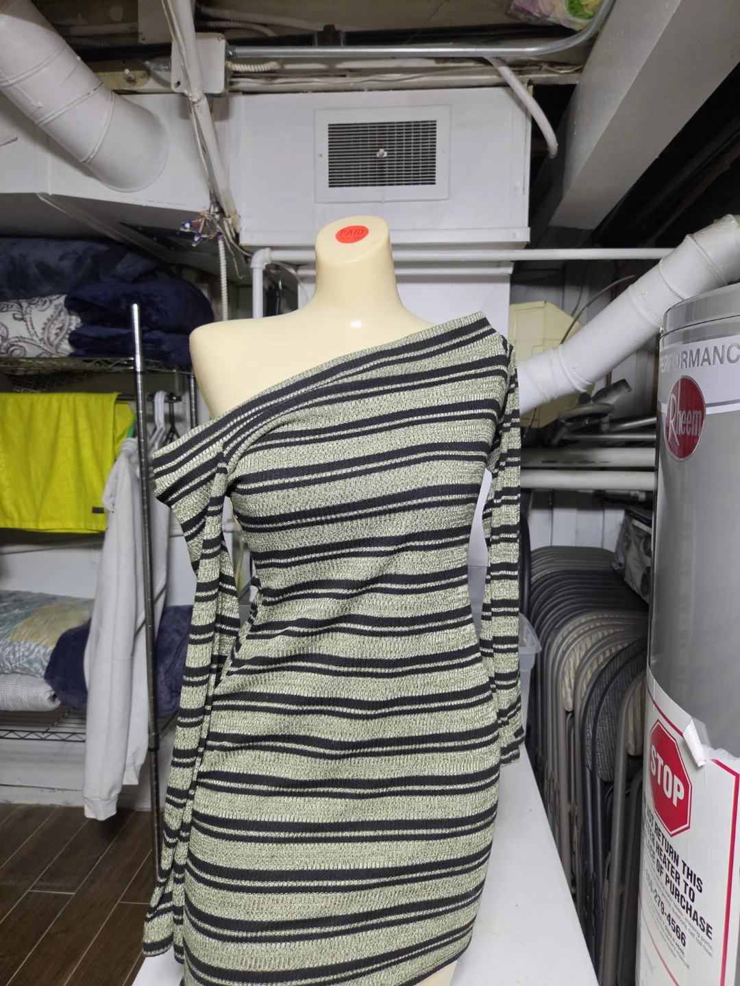 Windsor Striped Off-the-Shoulder Long Sleeve Dress - photo 2