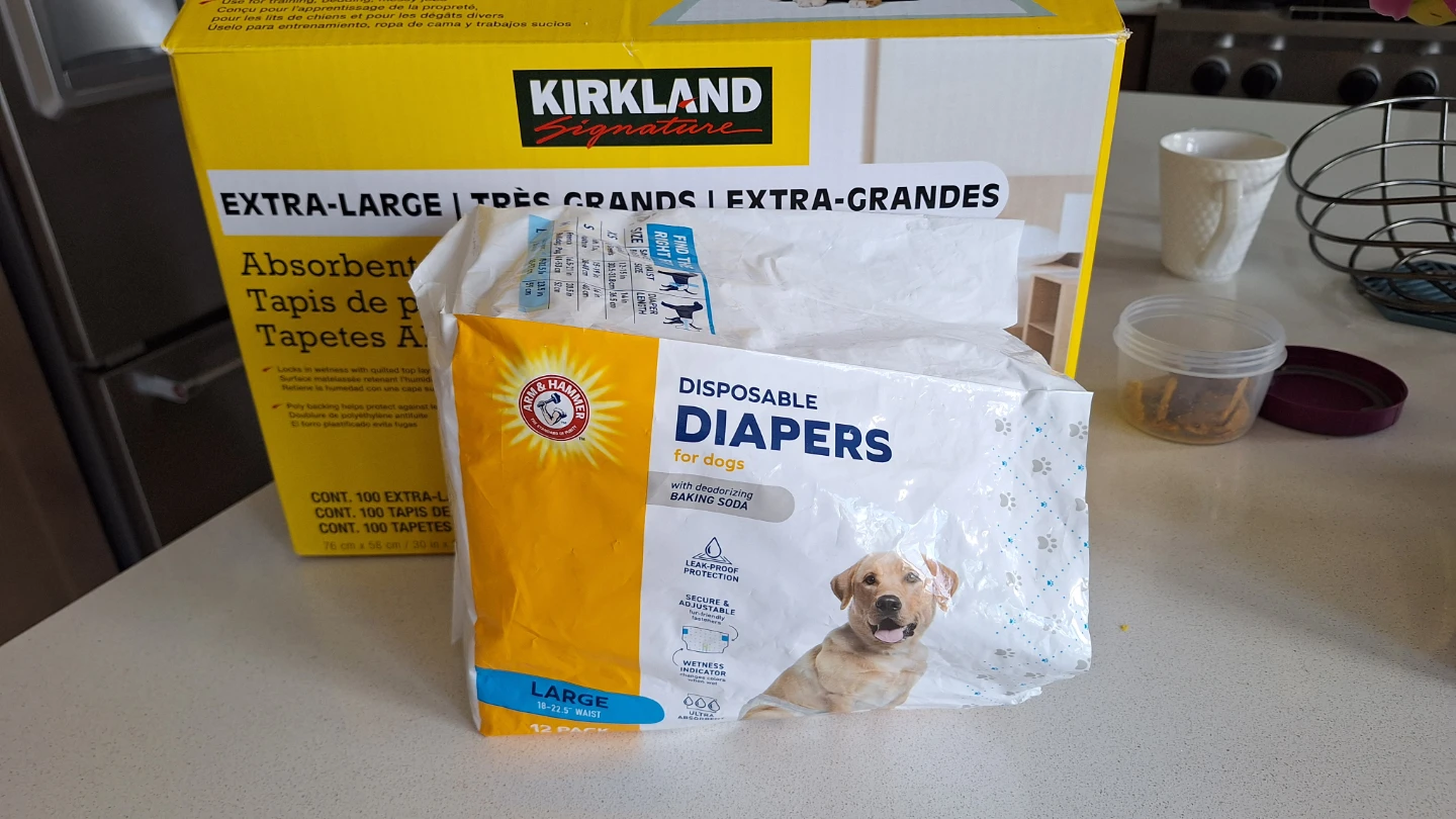 Pads, diapers (opened package) and e collar - photo 2