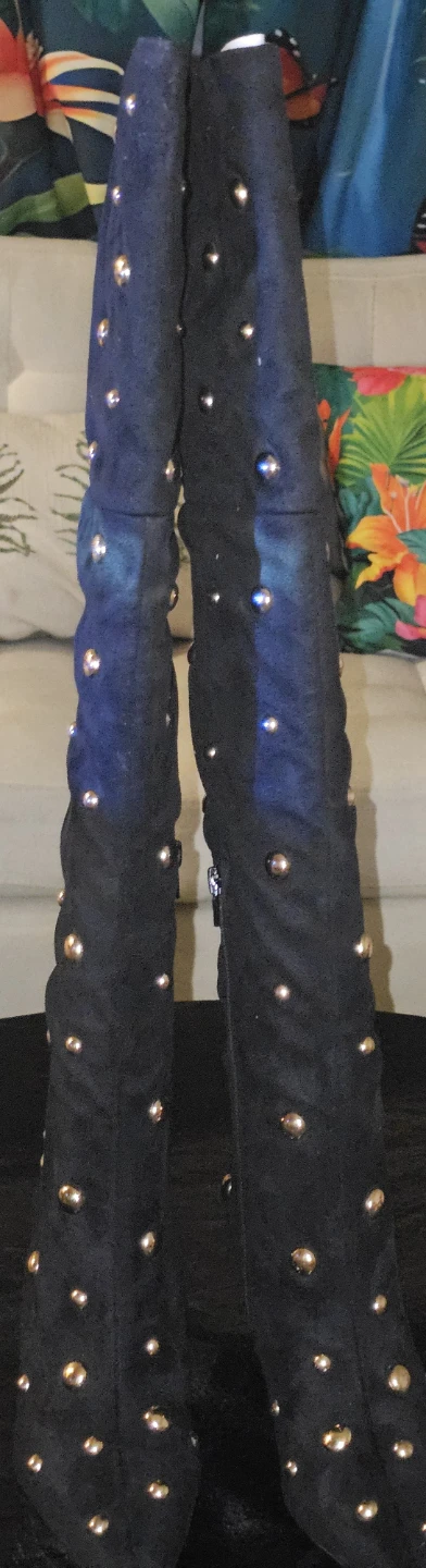 INC International Concepts Black Suede Studded Knee-High Boots⚽️