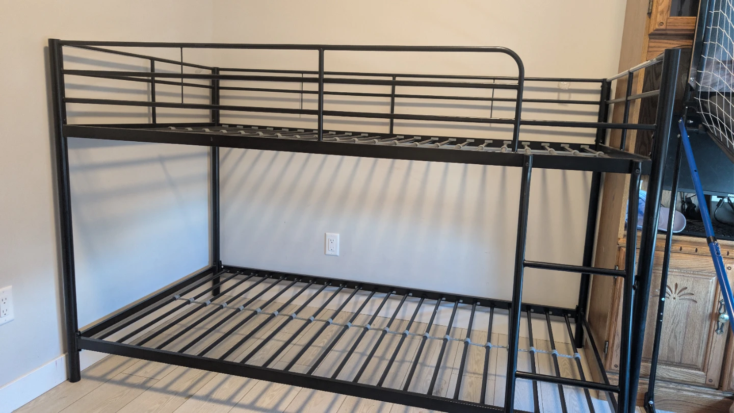 Black Metal Twin over Twin Bunk Bed Frame - photo 2