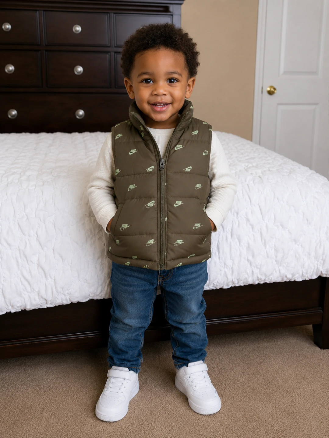 Nike Puffer Vest - Olive Green