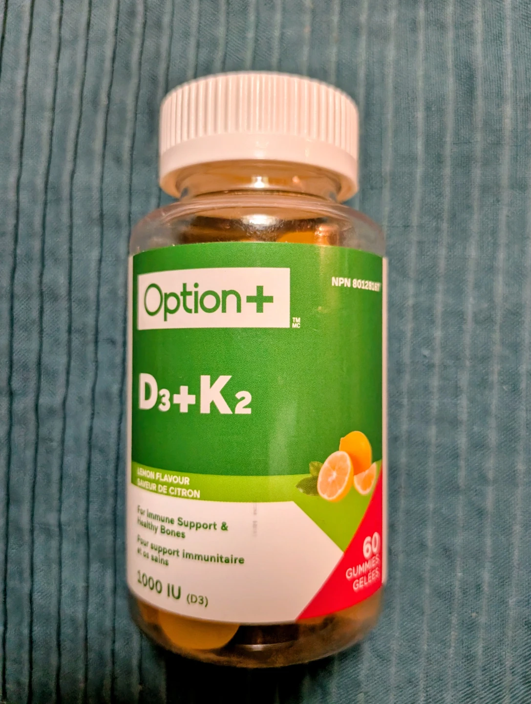 Option+ D3+K2 Lemon Flavour Gummies