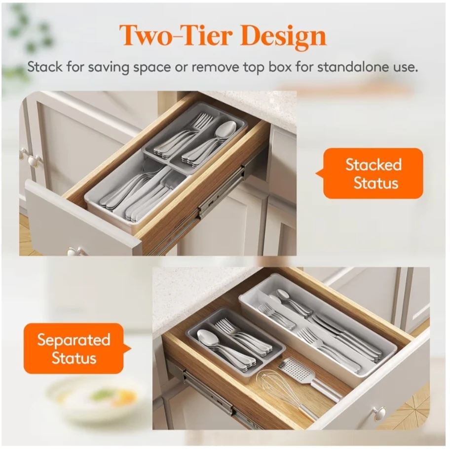 Two-Tier Cutlery Organizer for narrow drawer - photo 4