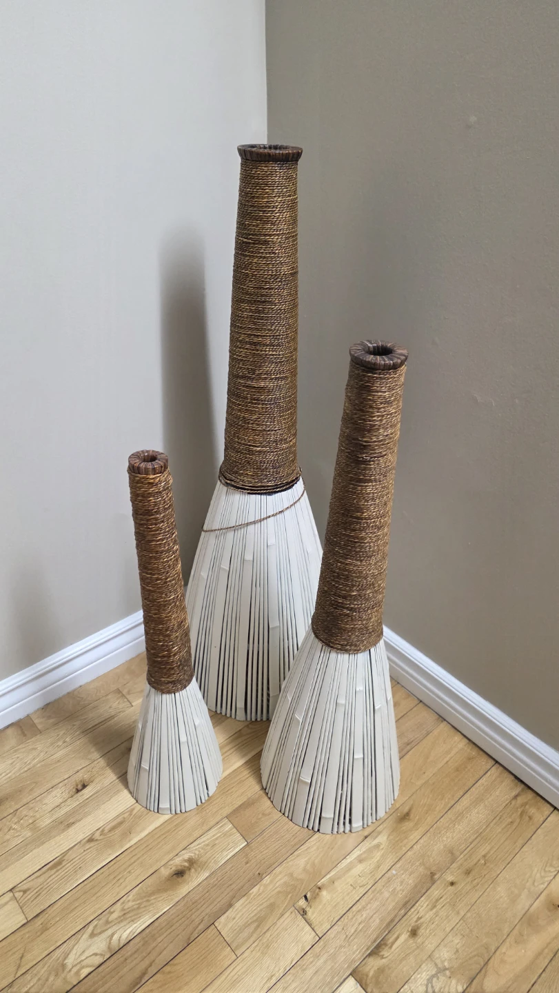 Set of 3 Woven Floor Vases