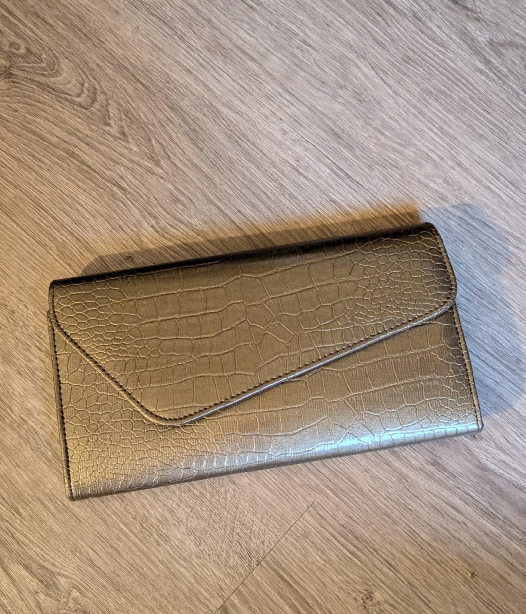 Gold Crocodile Clutch with Chain