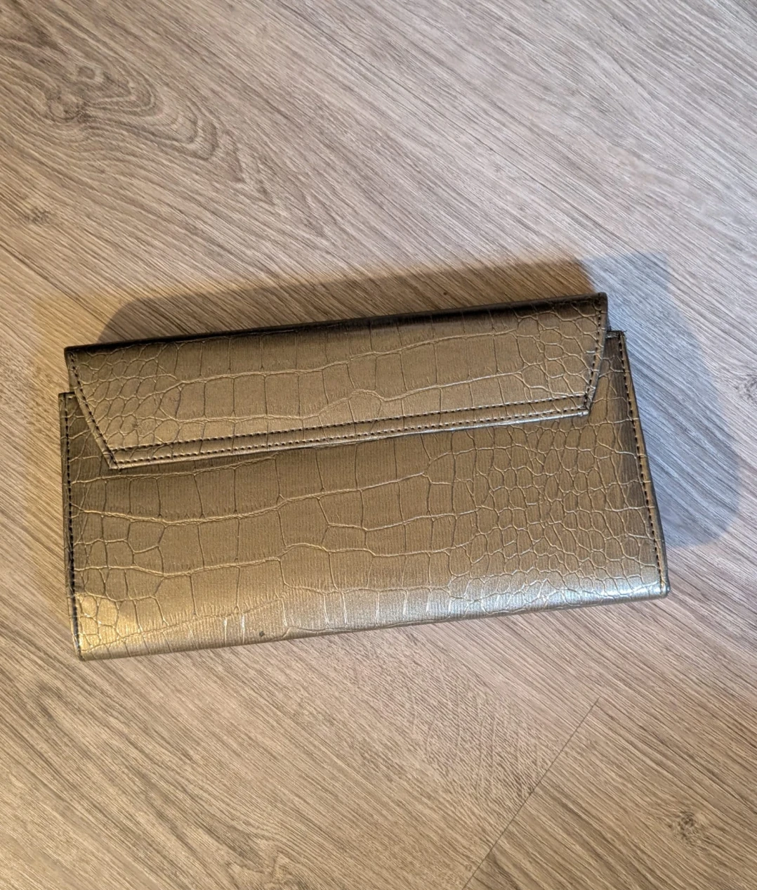 Gold Crocodile Clutch with Chain - photo 2