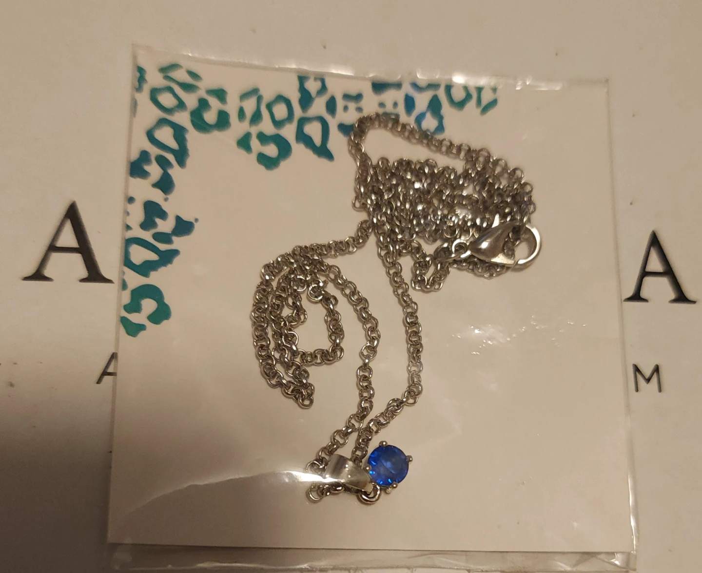 EAFY Silver Necklace with Blue Stone