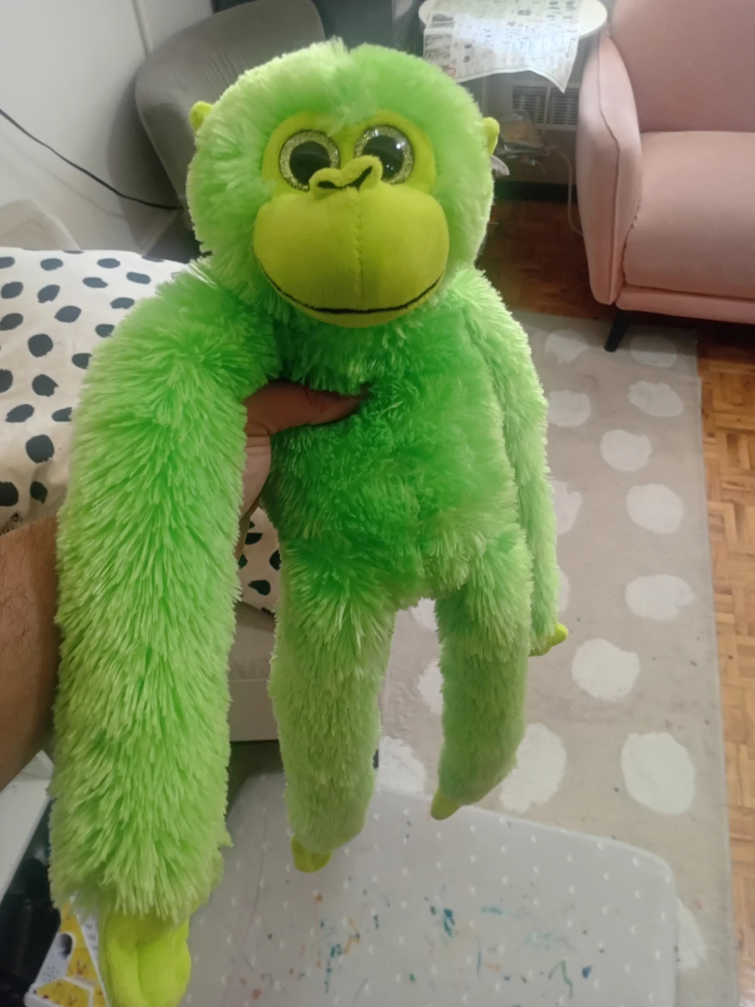 Lime Green Plush Monkey Toy - photo 2