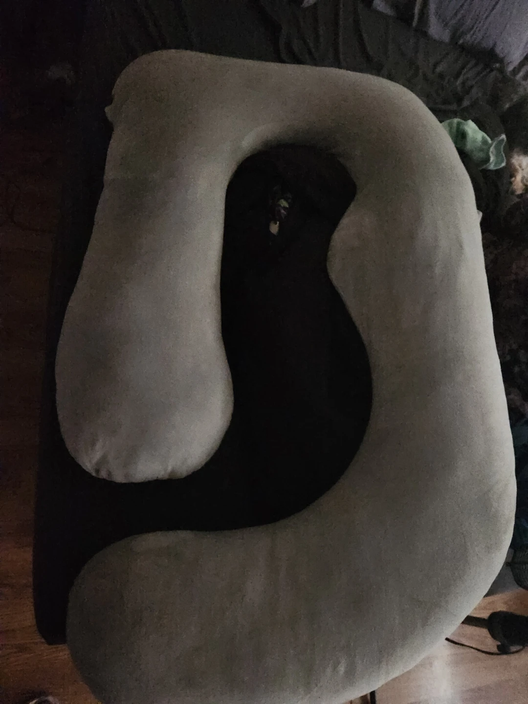Grey C-Shaped Pregnancy Pillow