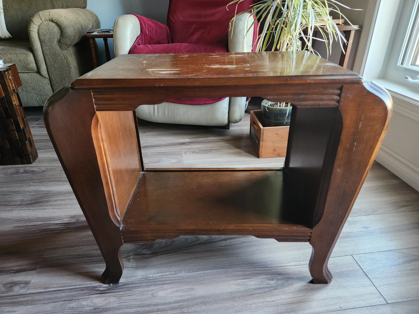 Vintage Wooden Magazine Rack Side Table