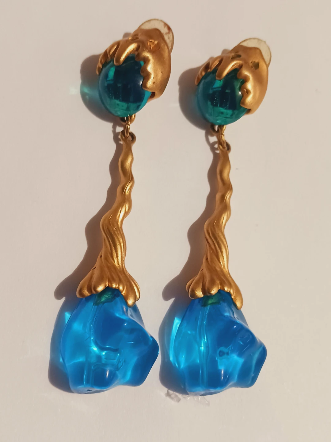 Stunning Statement Designer Gold Tone Dangle 4"  Earrings - photo 4