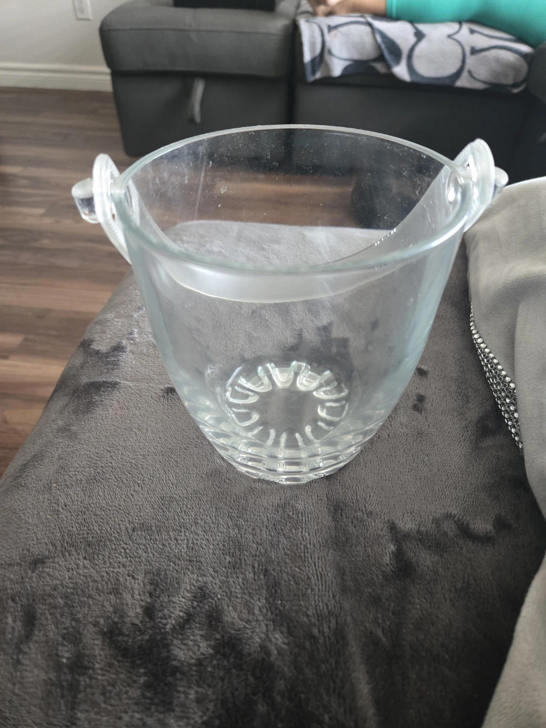 Clear Glass Ice Bucket with Handles