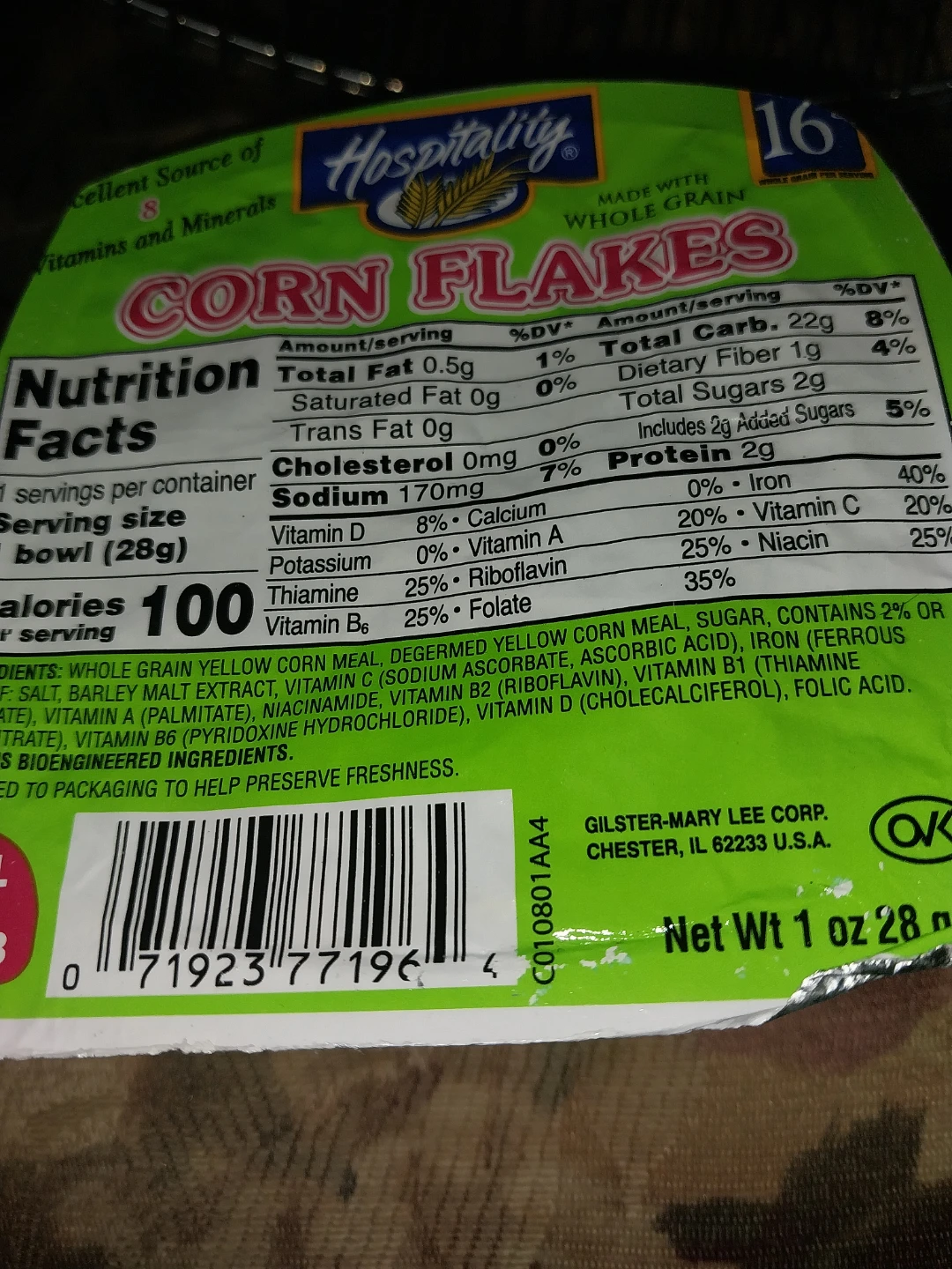 Hospitality Corn Flakes Cereal 1 oz