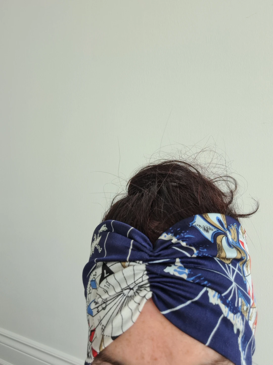 Blue World Map Twist Headband