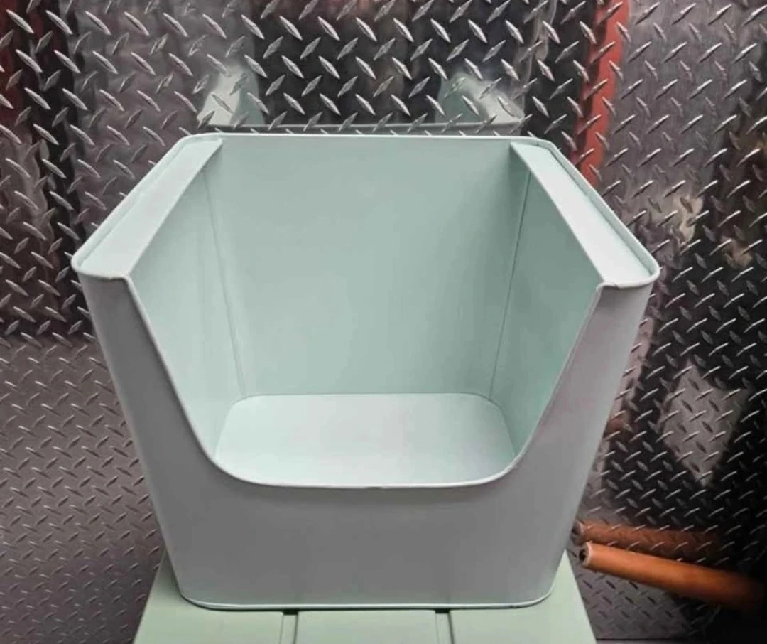 Crate & Barrel Mint Green Metal Stacking Storage Bin