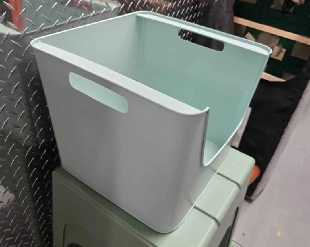 Crate & Barrel Mint Green Metal Stacking Storage Bin - photo 2