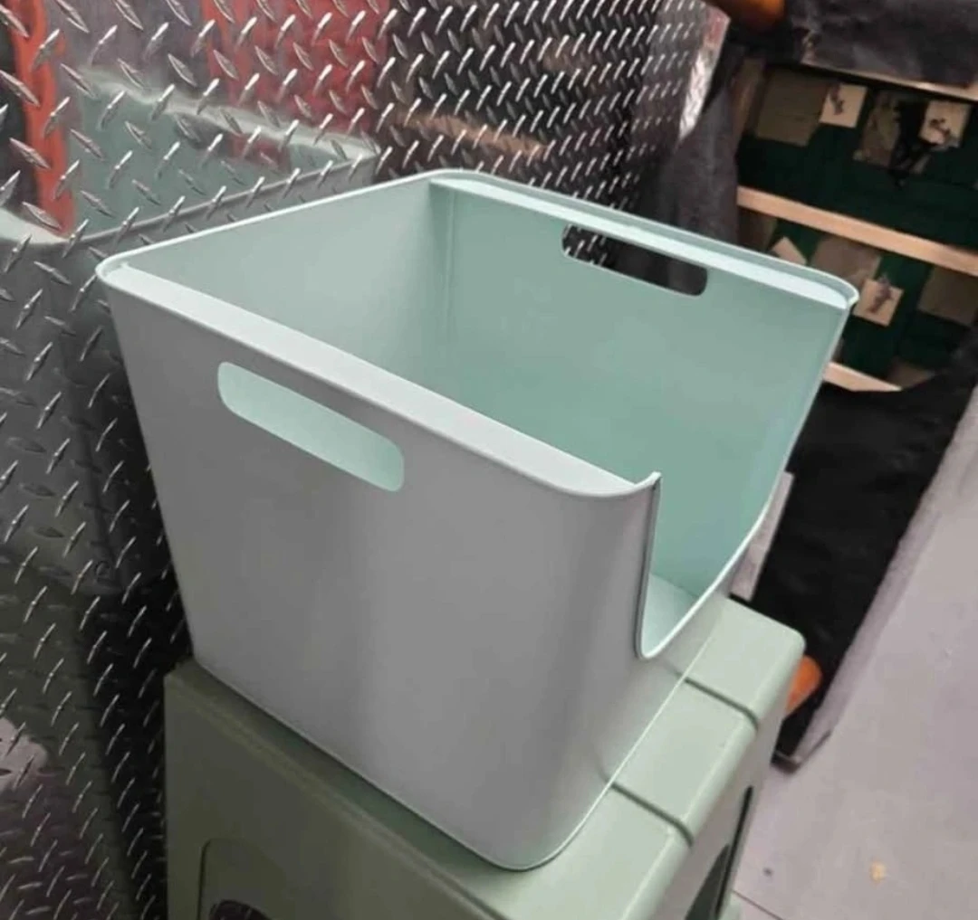 Crate & Barrel Mint Green Metal Stacking Storage Bin - photo 5