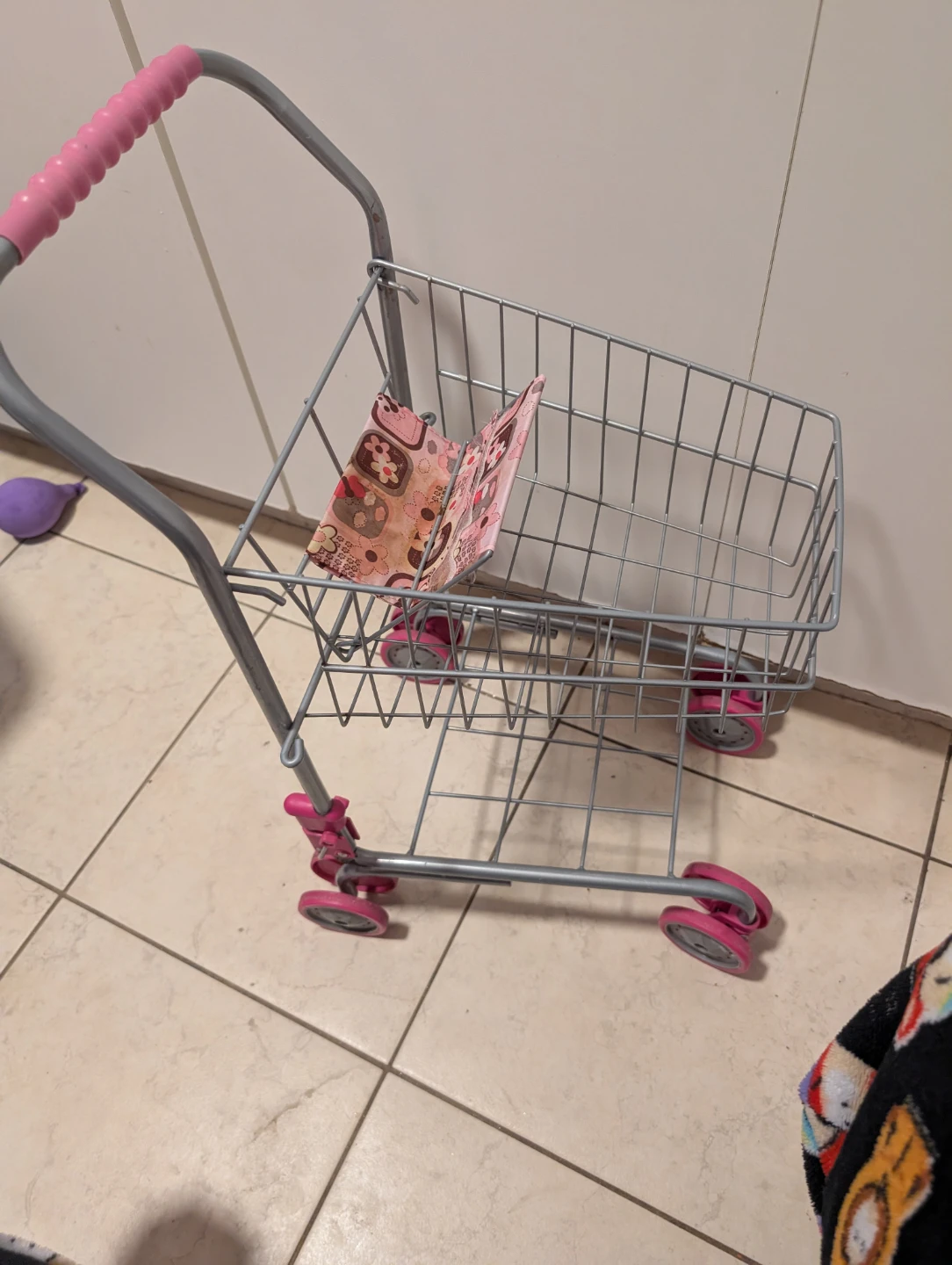 Pink and Grey Toy Shopping Cart