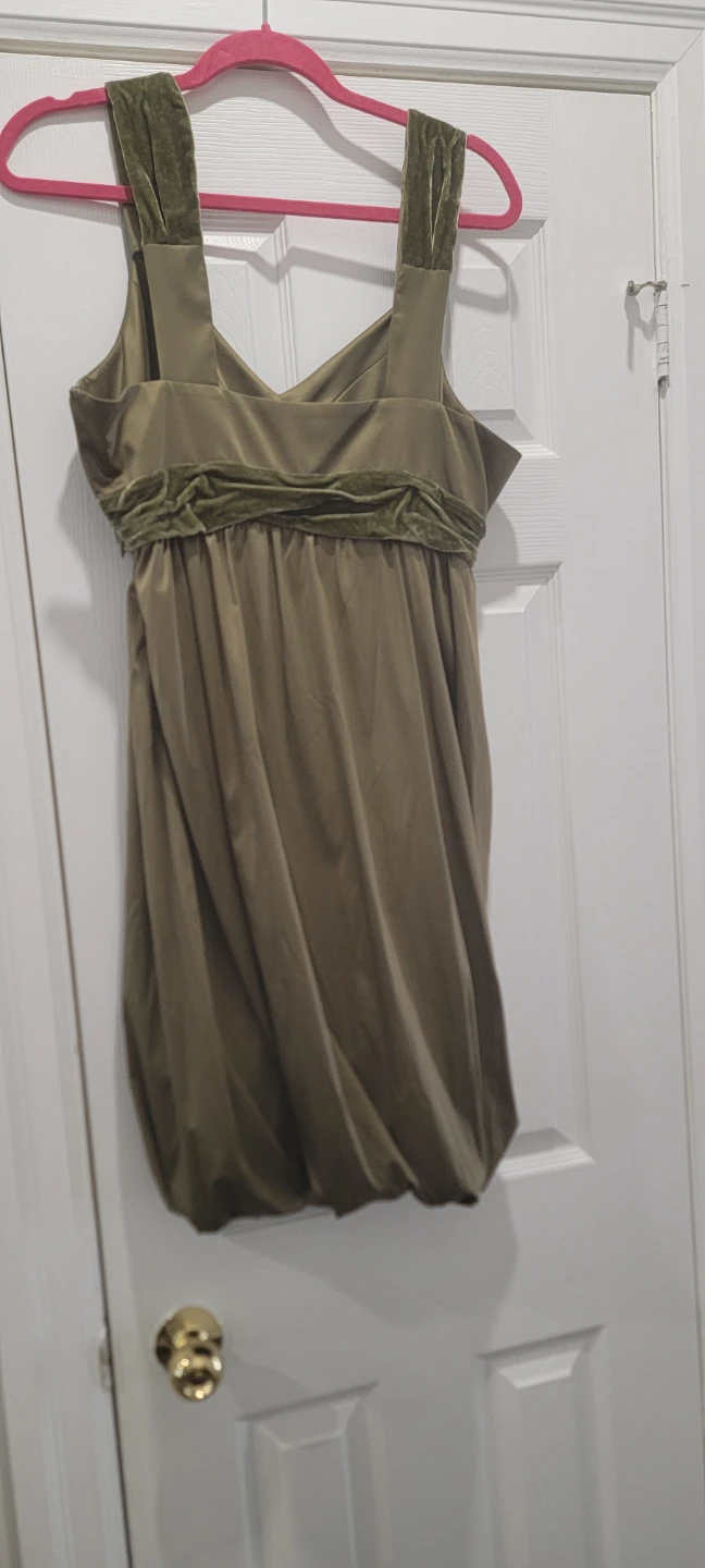 Galliano Green Velvet Trim Dress - photo 2