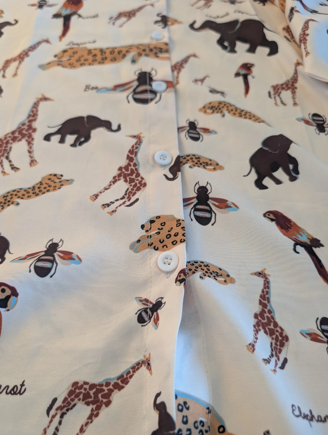 Safari Animal Print Button-Down Shirt | Size S - photo 3