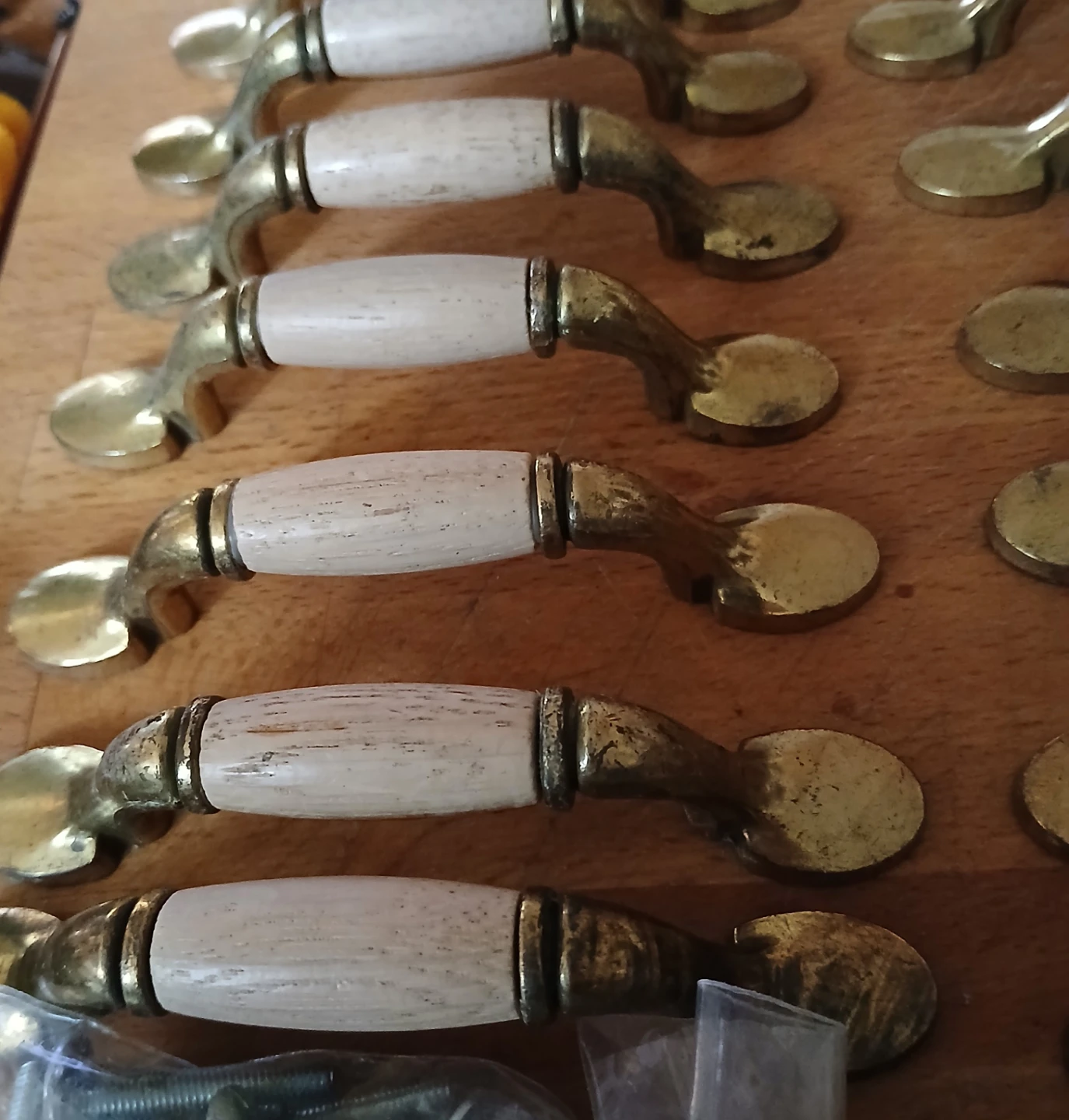 Cabinet Drawer Pulls - Wood and Brass Finish - photo 2