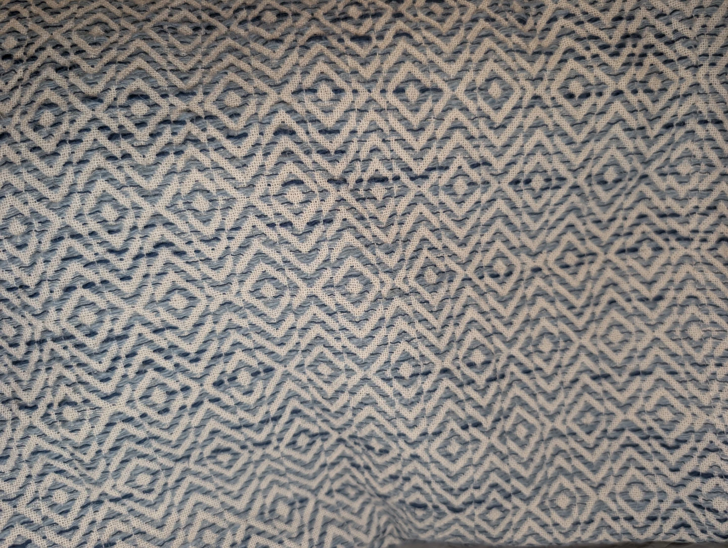 Two Blue and White Grommet Curtains - photo 2