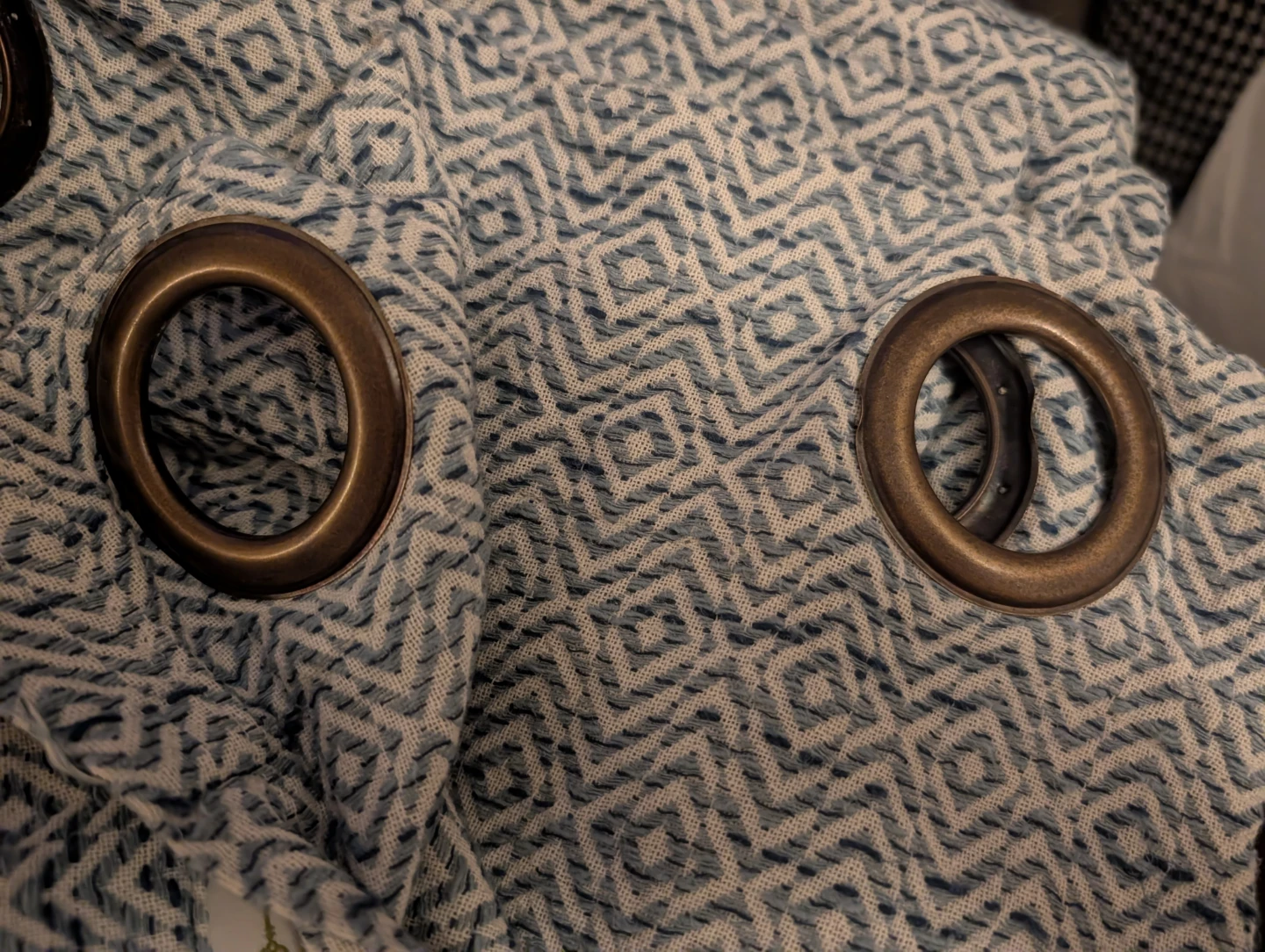 Two Blue and White Grommet Curtains - photo 3